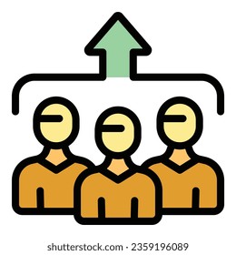 Increase population icon outline vector. Team trend. Social data color flat