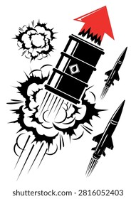 Increase in the price per barrel oil. Rise in fuel prices. Fuel crisis as a result of war. Vector on transparent background