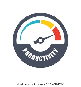 Increase productivity concept with tachometer and text productivity