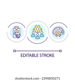 Increase productivity with permanent workers loop concept icon. Hiring temporary employees abstract idea thin line illustration. Isolated outline drawing. Editable stroke