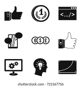 Increase in profit icons set. Simple set of 9 increase in profit vector icons for web isolated on white background