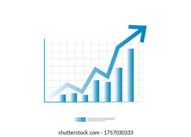 Increase profit sales diagram. business chart growth in flat style design. increasing graph investment revenue with line arrow vector illustration concept to success