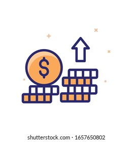 Increase Profit Vector Illustration. Outline Filled Business Growth and Investment Icons. EPS 10 File