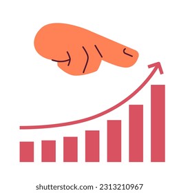 Increase profits graph flat concept vector spot illustration. Grow business revenue arrow 2D cartoon hand on white for web UI design. Successful sales team isolated editable creative hero image