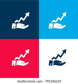Increase Rate four color material and minimal icon logo set in red and blue