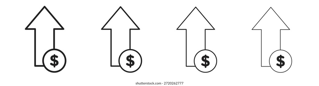 Iconos de tasa de aumento Símbolo de Vector de contorno