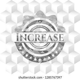 Increase realistic grey emblem with cube white background
