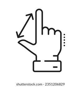 Increase and reduce sign, resize hand gesture icon. Decrease and expand symbol, bigger and smaller, maximize view. Arrows for growth and scaling