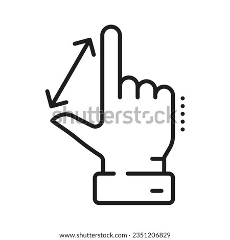 Increase and reduce sign, resize hand gesture icon. Decrease and expand symbol, bigger and smaller, maximize view. Arrows for growth and scaling