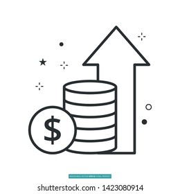 Increase Return On Investment Icon Vector Illustration Logo Template