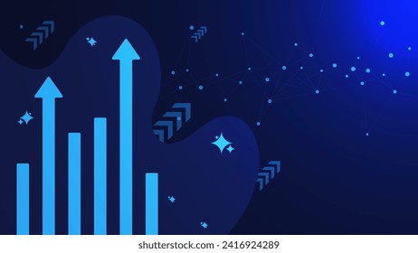 Increase revenue, business sales growth and financial investment concept with and up arrows connecting dots and lines. Vector illustration.