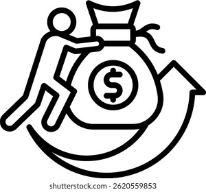 Increase Revenue Icon Line Vector Illustration