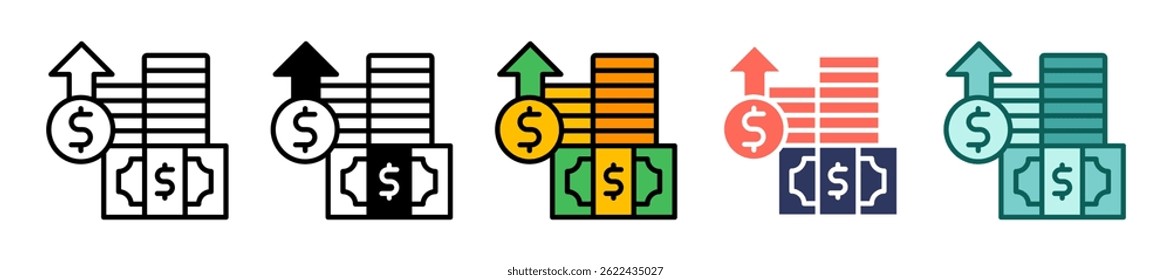 Aumentar el icono de ingresos Ilustración vectorial múltiple