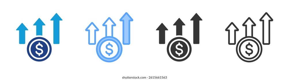 Increase Revenue icon set multiple style collection