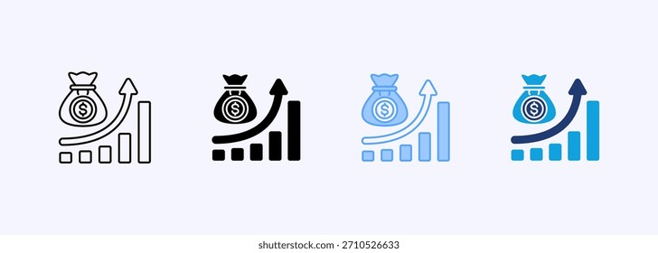 Increase Revenue Icon Set Multiple Style Collection Element For Design
