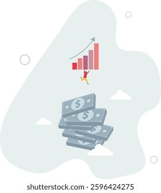 Increase revenue, income or investment profit, growing income or wealth, growth chart diagram or savings and investment return concept,flat character life .