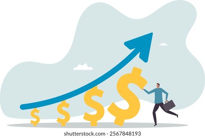 Increase revenue, income or wealth management growing investment asset to make profit or earning, financial economy, saving or investing .business concept.flat character.