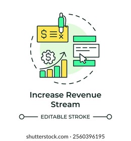 Increase revenue steam multi color concept icon. Expand services. Benefit of FSM. Field service management. Round shape line illustration. Abstract idea. Graphic design. Easy to use in article