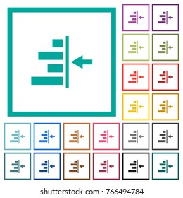 Increase right indentation of content flat color icons with quadrant frames on white background