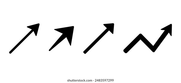 Increase, rising arrow icon set in rounded corners. Up arrows concept