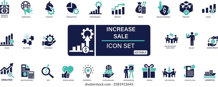 Increase sale icon profits. Growth profit, profit, strategy, sales, marketing, vision, seo You can easily change the color