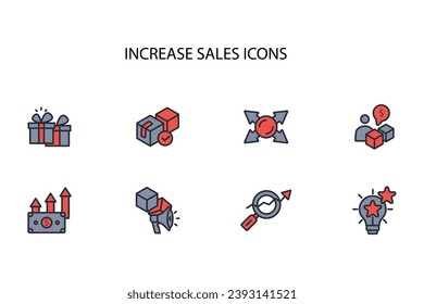 Increase sale icon set.vector.Editable stroke.linear style sign for use web design,logo.Symbol illustration.