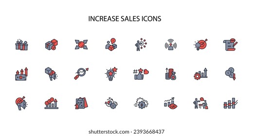 Increase sale icon set.vector.Editable stroke.linear style sign for use web design,logo.Symbol illustration.