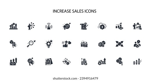 Increase sale icon set.vector.Editable stroke.linear style sign for use web design,logo.Symbol illustration.