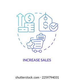 Increase sales blue gradient concept icon. Ambient scent marketing advantage abstract idea thin line illustration. Business plan and profits. Isolated outline drawing. Myriad Pro-Bold font used