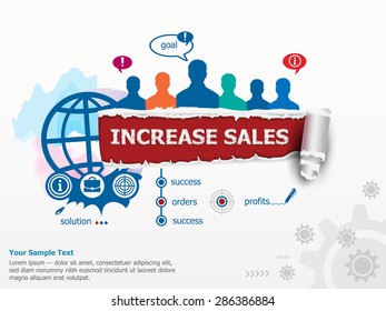 Increase sales concept  and group of people. Set of flat design illustration concepts for business, consulting, finance, management, career, human resources.  