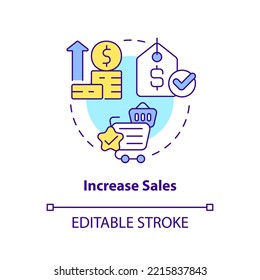 Increase sales concept icon. Ambient scent marketing advantage abstract idea thin line illustration. Business plan. Isolated outline drawing. Editable stroke. Arial, Myriad Pro-Bold fonts used