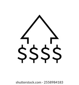 increase sales dollar money earned business growth profit icon