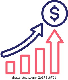 Increase Sales Icon Color Vector Illustration