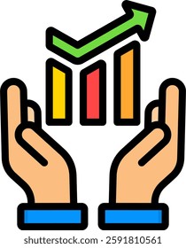 Increase Sales Icon Lineal Color Vector Illustration