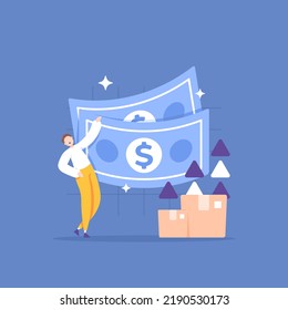 increase sales and revenue. marketing and product management. entrepreneur and business. a businessman improves product quality to earn more money. illustration concept design. graphic elements