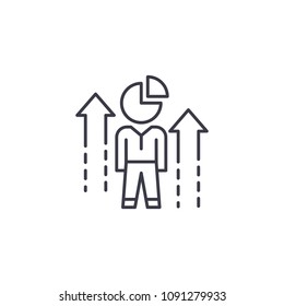 Increase of share line vector sign, symbol, illustration.