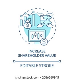 Increase shareholder value blue concept icon. Business expansion importance abstract idea thin line illustration. Board of directors. Management. Vector isolated outline color drawing. Editable stroke