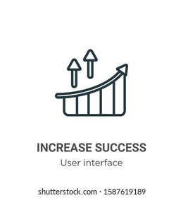 Increase success outline vector icon. Thin line black increase success icon, flat vector simple element illustration from editable user interface concept isolated on white background