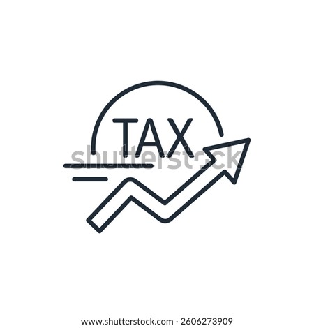 Increase in tax duties. New tariff. Vector linear icon isolated on white background.