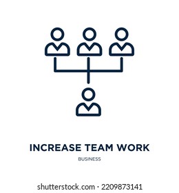 Increase Team Work Icon From Business Collection. Thin Linear Increase Team Work, Work, Team Outline Icon Isolated On White Background. Line Vector Increase Team Work Sign, Symbol For Web And Mobile