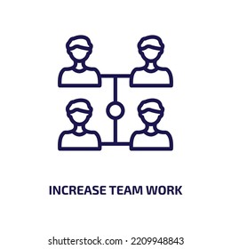 Increase Team Work Icon From Business Collection. Thin Linear Increase Team Work, Business, Team Outline Icon Isolated On White Background. Line Vector Increase Team Work Sign, Symbol For Web And 