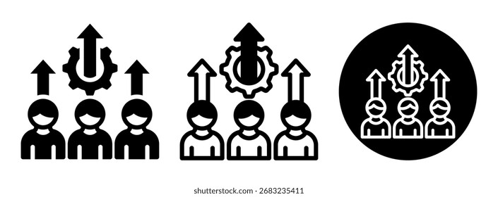Aumentar o Glifo da Coleção de Ícones de Trabalho em Equipe e a Ilustração de Vetor Misto