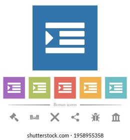 Increase text indentation flat white icons in square backgrounds. 6 bonus icons included.