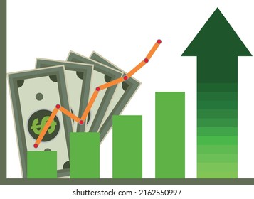 gráfico de aumento de valor e icono del valor del mercado de valores. sobre fondo blanco