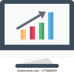 increase vector flat color icon 
