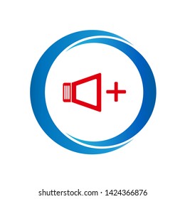 
increase volume icon in the circle with white background - vector