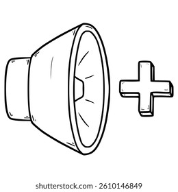 increase volume icon illustration hand drawn outline vector