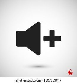 Increase Volume Sound Speaker Icon, stock vector illustration flat design style