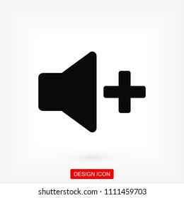 Increase Volume Sound Speaker Icon, stock vector illustration flat design style