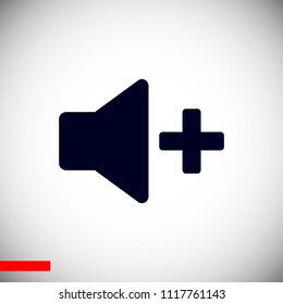 Increase Volume Sound Speaker Icon, stock vector illustration flat design style